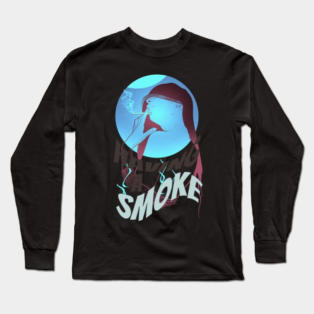 Having a Smoke Long Sleeve T-Shirt by Frajtgorski